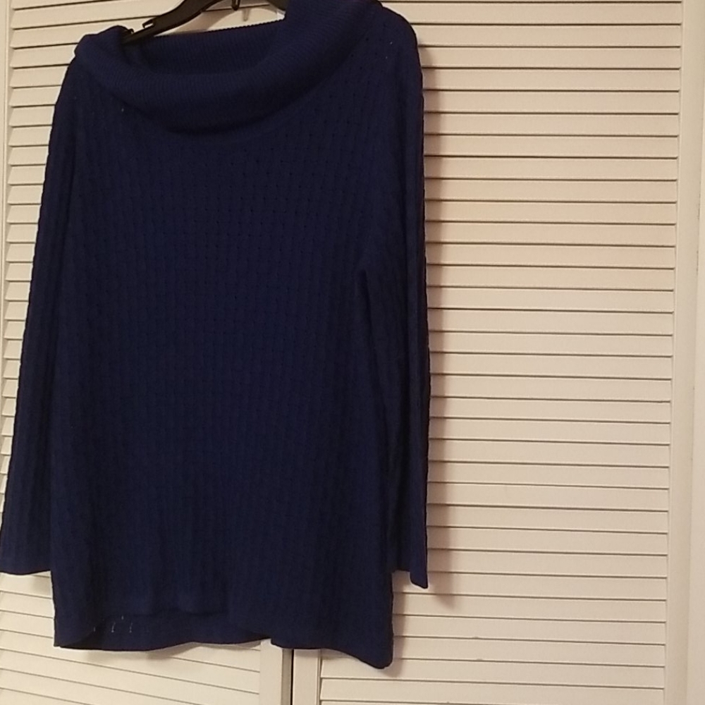 Blue cowl neck sweater
